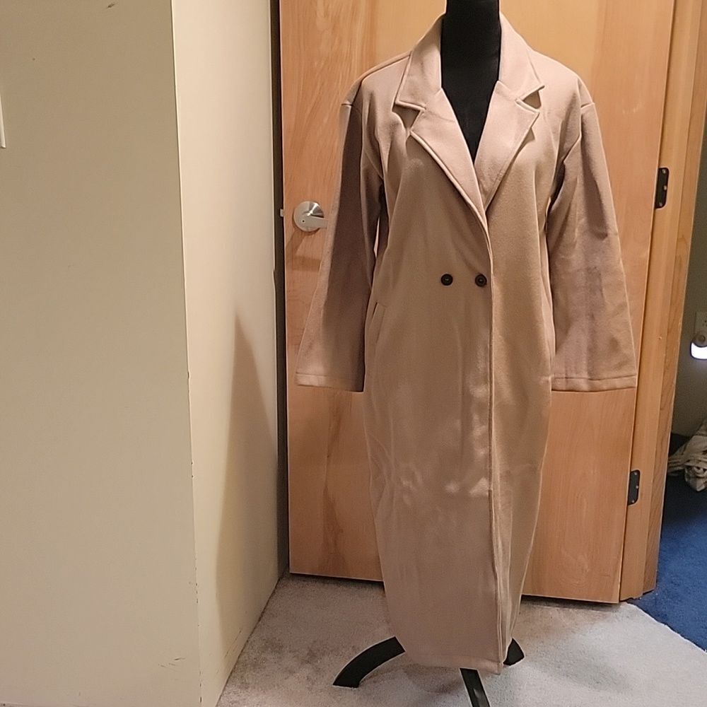 Women’s Camel Long Double-Breasted Coat - Brand